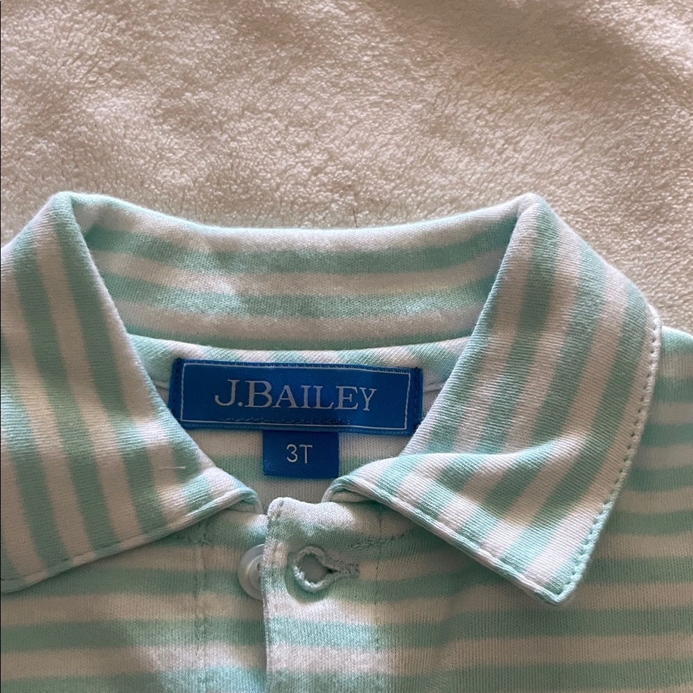 Aqua Striped Kids Polo Shirt - Picture 3 of 4